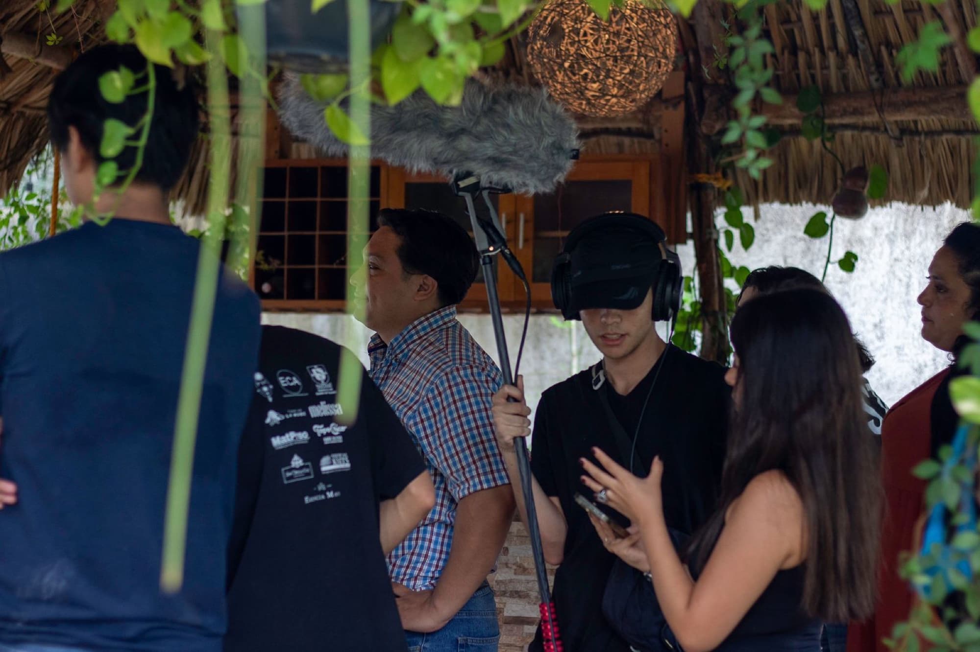 Micrófono de cañón en set de grabación